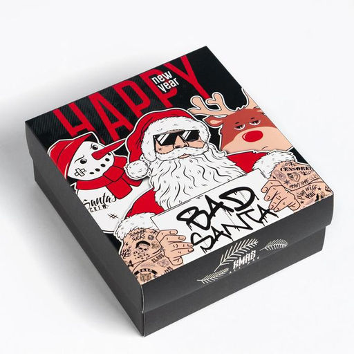 Новогодний подарочный набор термос и носки 3 пары KAFTAN Bad Santa, размер 41-44 (27-29 см)  фото 8