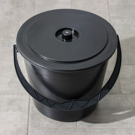 Ведро с крышкой «Дачное», 10 л, d=30 см, h=25.5 см, чёрное