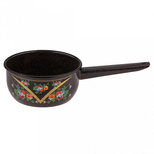 "Красава" Ковш эмалированный 1,5л, коричневый рябчик (Россия)