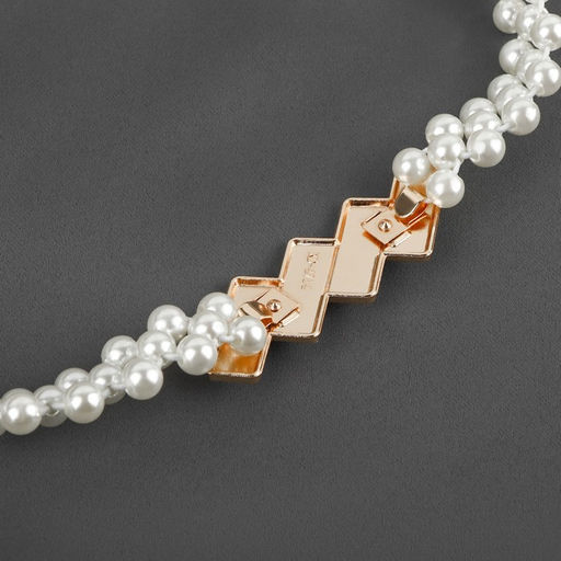 Цена за 2 шт. Подхват для штор Кирпичики, жемчуг на резинке, 2,2 7,5 см, 2 45 см, цвет белый/золотой - Арт узор фото 3