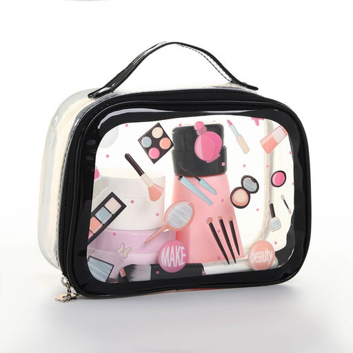 Косметичка на молнии, цвет чёрный/прозрачный