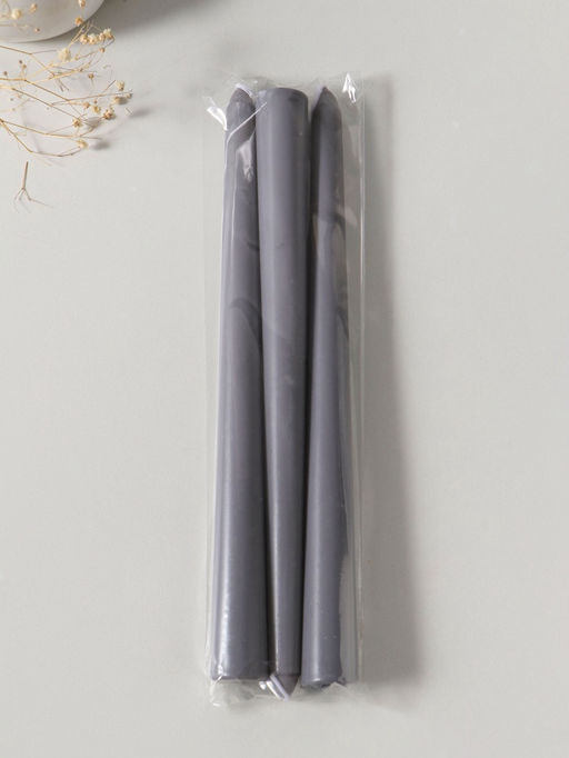 Свеча античная 25 см (набор 3 шт) 58 гр, 7 ч, цв. серый