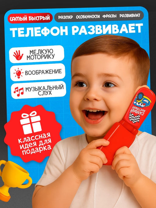 Музыкальный телефончик «Транспорт», световые эффекты, МИКС