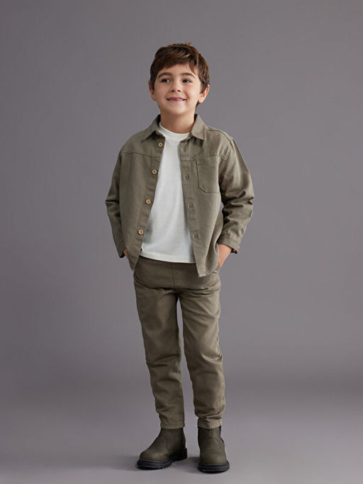 Basic Uzun Kollu Erkek ?ocuk G?mlek ve Pantolon 2li