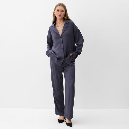 Костюм женский (рубашка, брюки) MINAKU: Casual Collection, размер 42, цвет графит