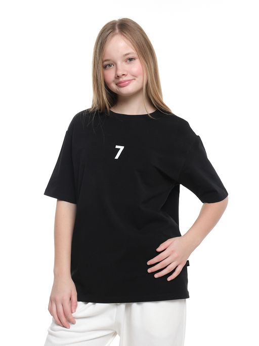 Футболка с принтом 7 22-9023 черный