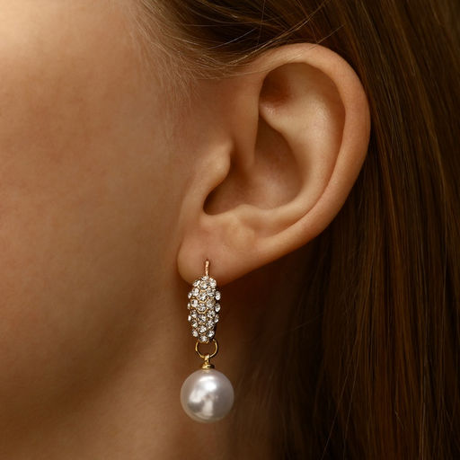 Серьги с жемчугом «Грейс» дорожка, цвет белый в золоте