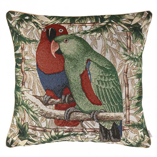 Наволочка декоративная 48х48см Два попугая, гобелен 330г/м2 - хлопок 70%, полиэстер 30%, с кантом, на молнии Домашняя мода (Россия)