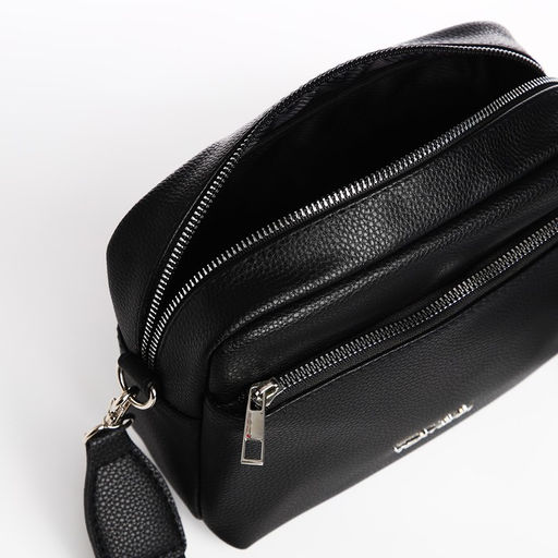 Сумка женская кросс-боди TEXTURA на молнии, 16×7×17 см, чёрная