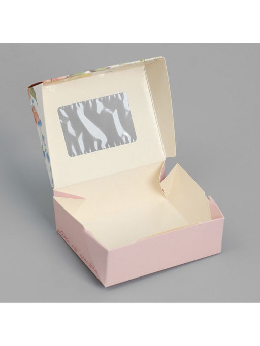 Цена за 5 шт. Кондитерская упаковка, коробка с ламинацией «Цветы», 10×8×3.5 см