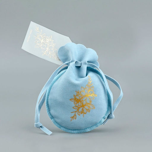 Цена за 5 шт. Мешочек подарочный замшевый Цветы, тиснение, 9?12 см  1.5 см