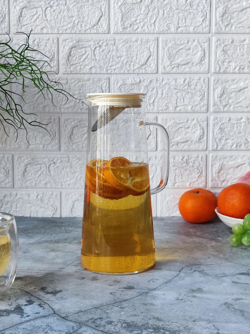 Кувшин с крышкой-ситом, стекло 1400 мл, графит 