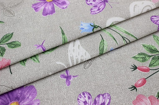 Рогожка Бабочки в цветах, ш.1.5м, хлопок-100%, 170гр/м.кв - Купава фото 5