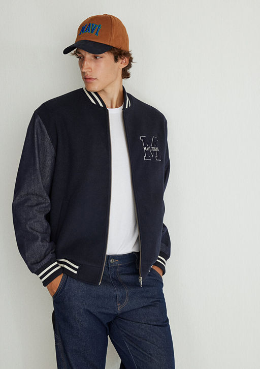 M Bask?l? Lacivert Bomber Ceket - Mavi фото 5