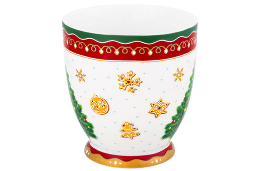 Кружка 500 мл 13,5*10*10,5 см на ножке Новогодняя елка красный узор NEW BONE CHINA - Elan gallery фото 5