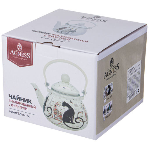 Чайник Agness Family Farm эмалированный 1,3 л индукционное дно фото 2