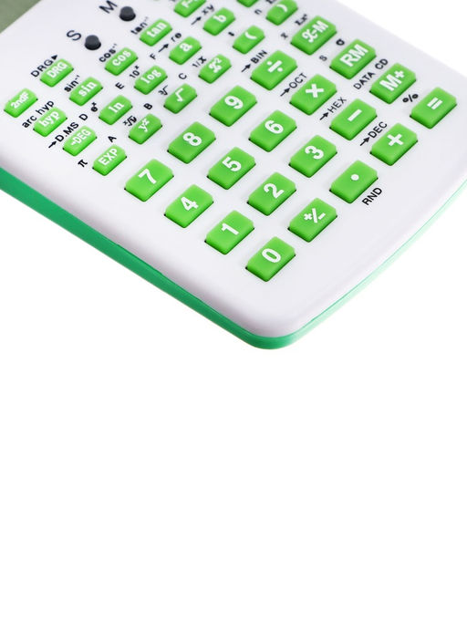 Калькулятор инженерный 10-разрядный, корпус белый, с зелеными кнопками