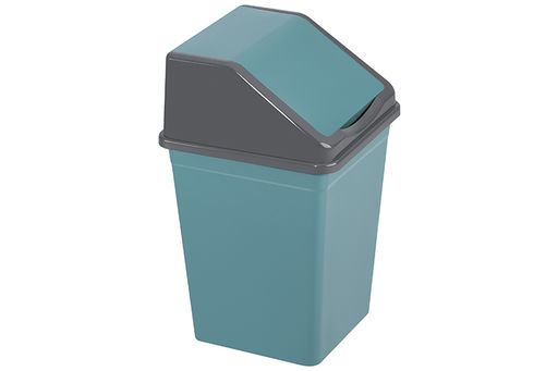 Ведро для мусора с подвижной крышкой 16 л 26*26*43 см квадратное бирюзовый/серый (941655) - Elan gallery фото 8