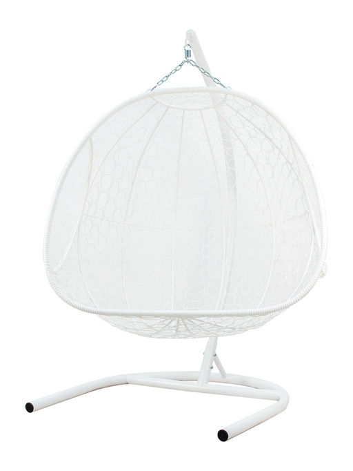 Кресло - кокон подвесное «Добрыня», 133×112×193 см, с искусственным ротангом, белое, с бежевой подушкой