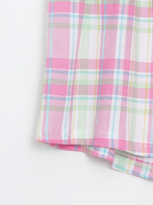 Beli Lastikli Ekose K?z ?ocuk Pijama ?ort