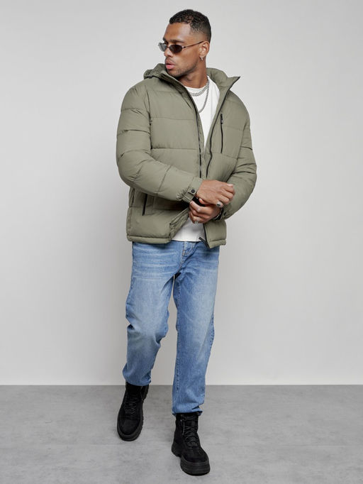 Куртка спортивная мужская зимняя с капюшоном цвета хаки 8362Kh - Wonderrman фото 15