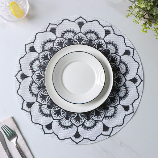 Набор салфеток сервировочных Доляна Мандалы, 4 шт, d=38 см, цвет белый  фото 10