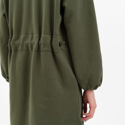 Платье женское короткое с кулиской MINAKU: Casual Collection, зелёное, размер 46, с длинным рукавом