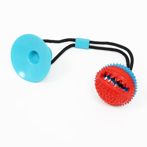 Игрушка для собак Шар для лакомств на присоске, 40 х 8 см, голубая - Пижон фото 3