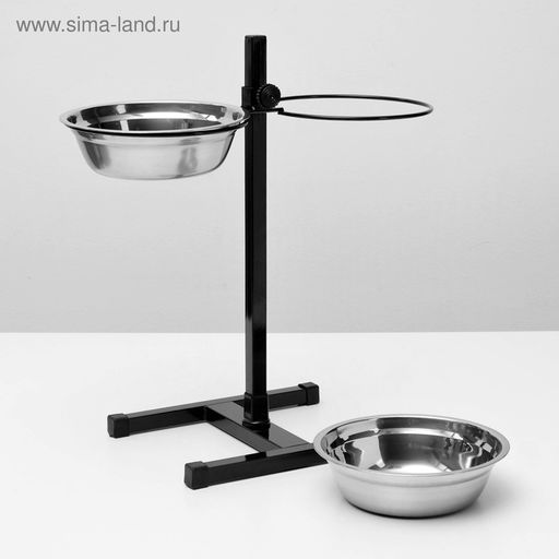 Подставка с мисками, 21.5 л, высота 50 см, разборная, чёрная - Пижон фото 6