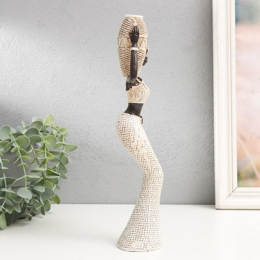 Фигурка полистоун «Африканка с плетёным кувшином», 28×11×5.5 см