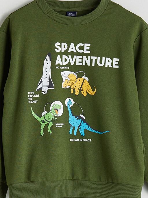 Bisiklet Yaka Bask?l? Erkek ?ocuk Sweatshirt