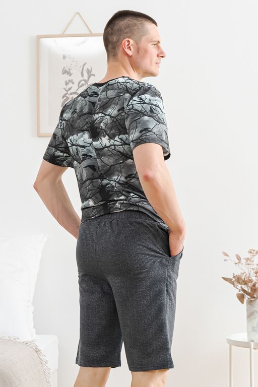 Шорты мужские из футера Шерлок серая клетка макси - Амадэль фото 4