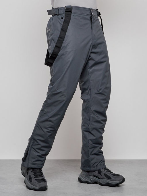 Полукомбинезон утепленный мужской зимний горнолыжный темно-серого цвета 7507TC