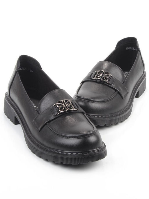 03-PDHL242-1 BLACK Лоферы женские (натуральная кожа)