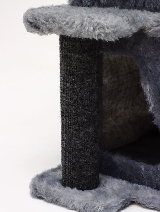 Домик для кошек с когтеточкой, квадратный, этажи 33 х 40 х 103 см, ковролин , серая