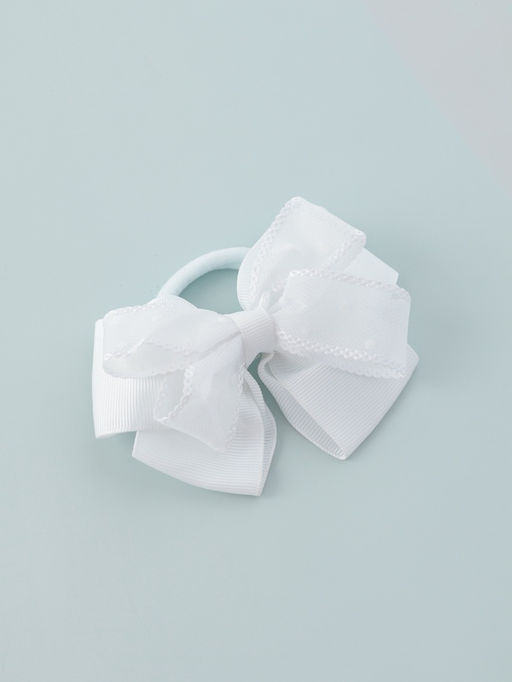 Цена за 6 шт. Бант для волос на резинке «Школьница», горох, 9 см, белый