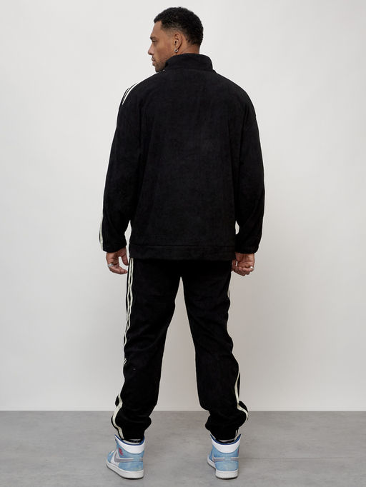 Спортивный костюм мужской модный из микровельвета черного цвета 15015Ch - Mtforce фото 4