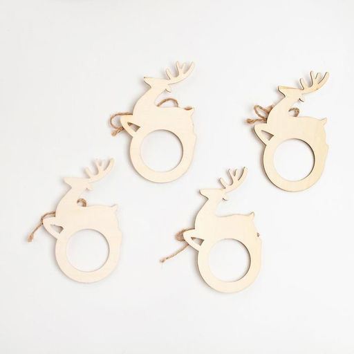 Набор колец для салфеток Олень, 4 шт, 7х11 см, дерево - Доляна фото 4