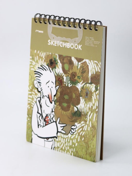 Скетчбук (B5) "Vincent with sunflowers", yellow (18*25) 30 л. 130 г/м