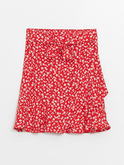 Beli Lastikli ?i?ekli K?z ?ocuk Etek