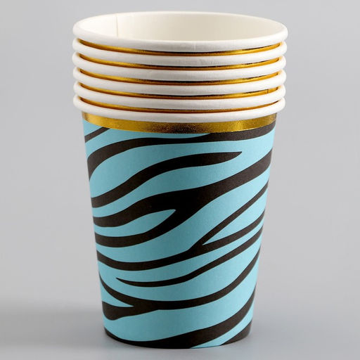 Стаканы бумажные Полоски, 6 шт., цвет синий - Страна карнавалия фото 2