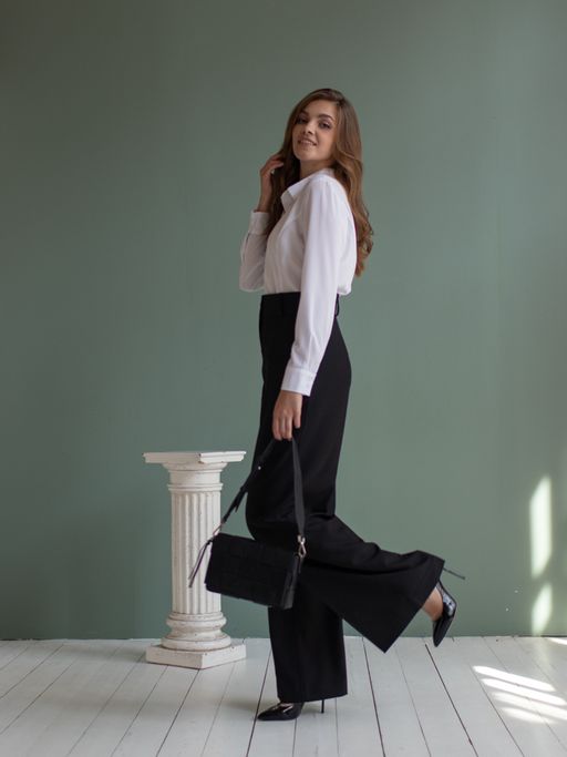 широкие брюки, расклешенные от пояса к низу - Трика фото 4