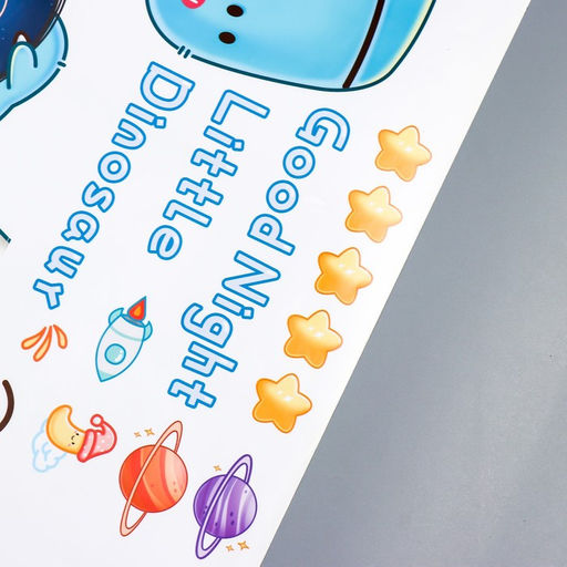 Наклейка пластик интерьерная цветная "Динозаврики в походе" 60х90 см