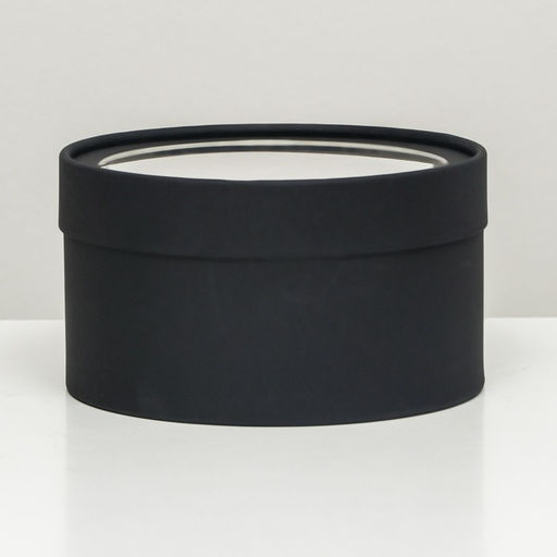 Подарочная коробка круглая Black чёрная, завальцованная с окном, 18?10 см - UPAK LAND фото 2