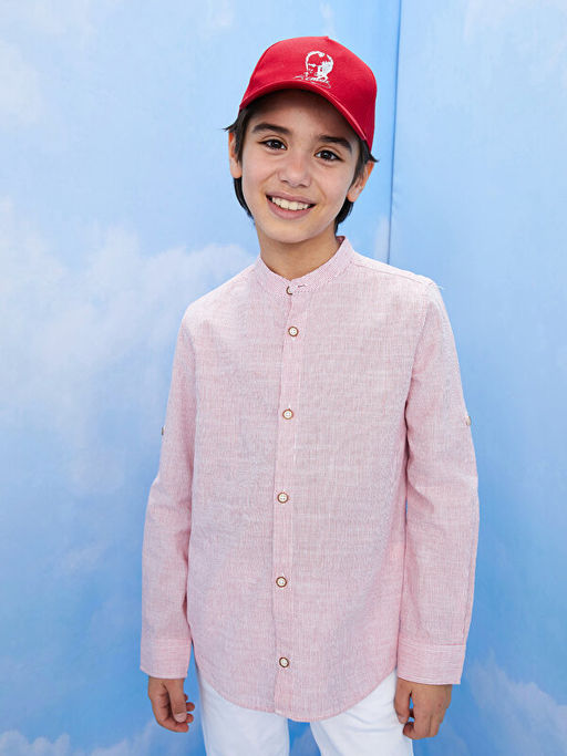 Hakim Yaka ?izgili Uzun Kollu Erkek ?ocuk G?mlek