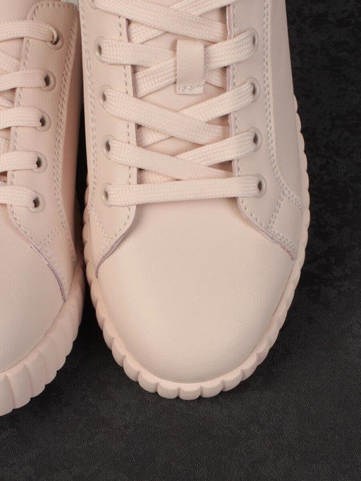 05-PDA175-3 BEIGE/PINK Кроссовки женские (натуральная кожа)