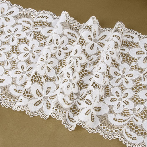 Кружевная эластичная ткань, 180 мм, 2.7±0.5 м, цвет молочный