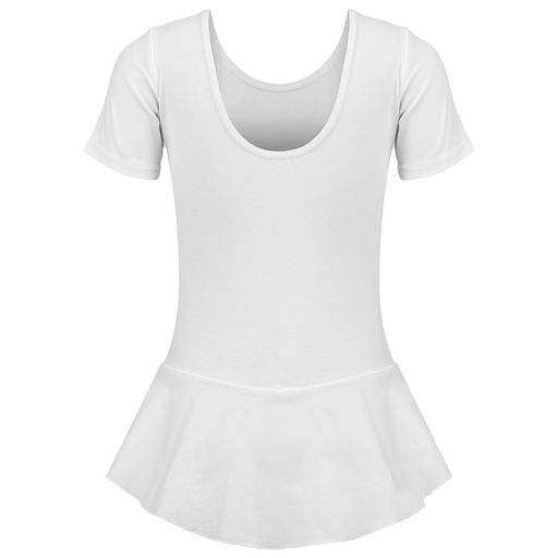 Купальник гимнастический Grace Dance, с юбкой, с коротким рукавом, р. 28, цвет белый  фото 8