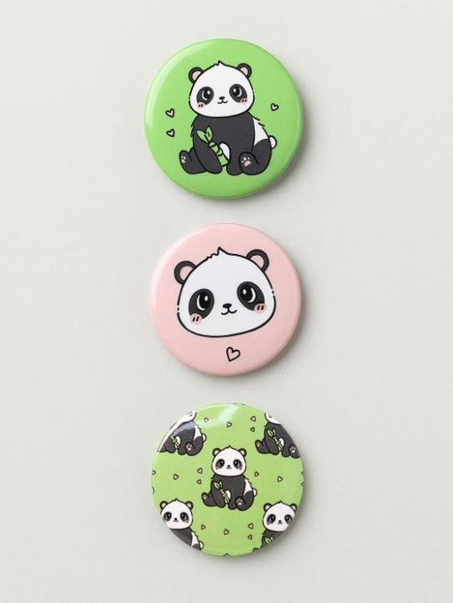 Набор значков 3 шт. iLikeGift Аниме Panda