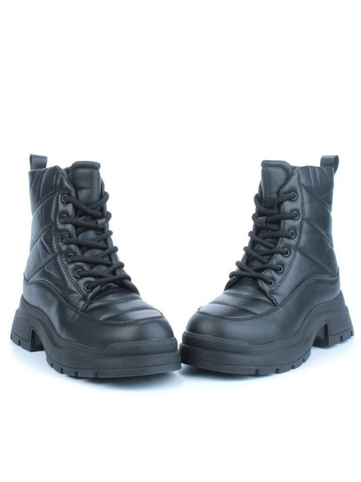 04-A117-1M BLACK Ботинки зимние женские (натуральная кожа, натуральная шерсть)